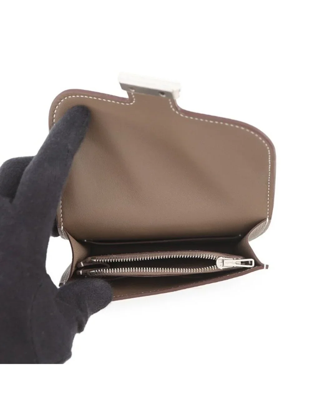 Hermes Wallet Constance Slim Etoupe Silver Epsom